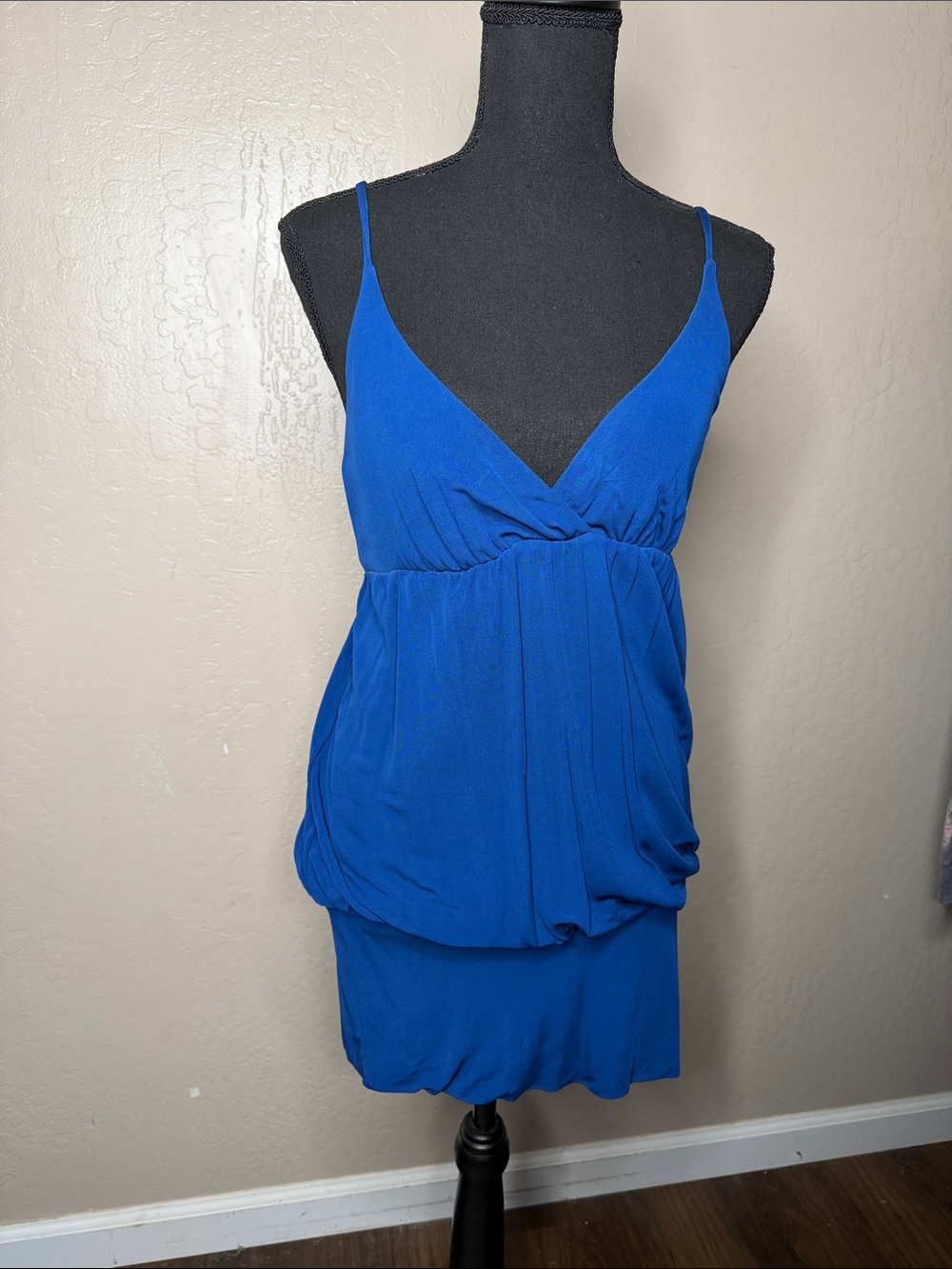 bebe Cobalt Blue Dress with Spaghetti Straps